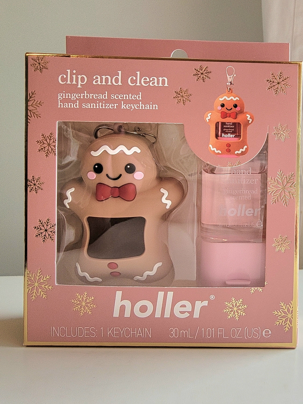 Gingerbread Scented Hand Sanitizer Keychain – Pink